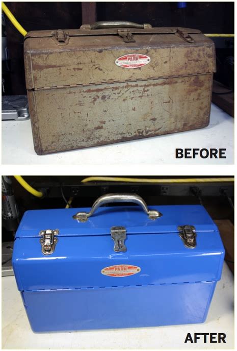 how to paint metal tool box|restoring old metal toolbox.